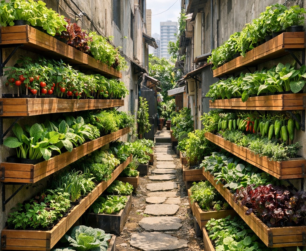 5 Inspirasi Kebun Sayur di Gang Sempit, Tetap Hijau Tanpa Ganggu Akses