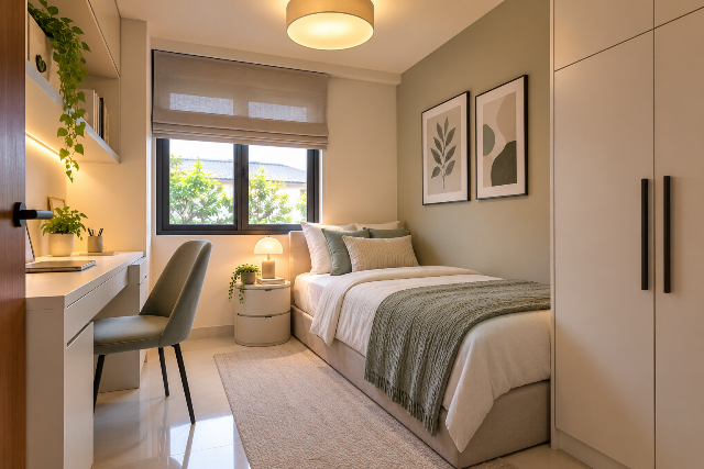 Kamar Tidur dengan Cahaya Warm White