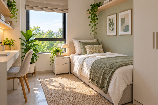 Kamar Tidur dengan Dekorasi Tanaman