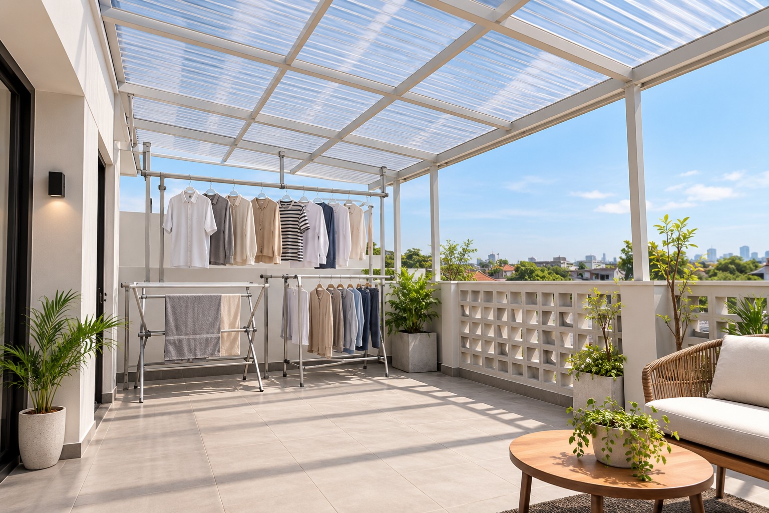 Kanopi Jemuran Rooftop Spandek Transparan-500kb