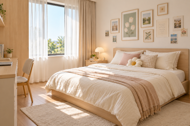 Model Kamar Aesthetic Korea dengan Wall Art