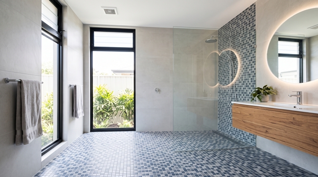 Model Kamar Mandi dengan Ubin Mosaik
