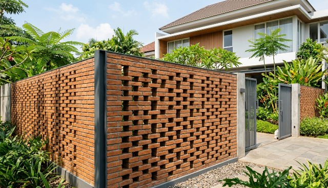 Mau Rumah Adem? Coba Desain Pagar Bata Ekspos Ini