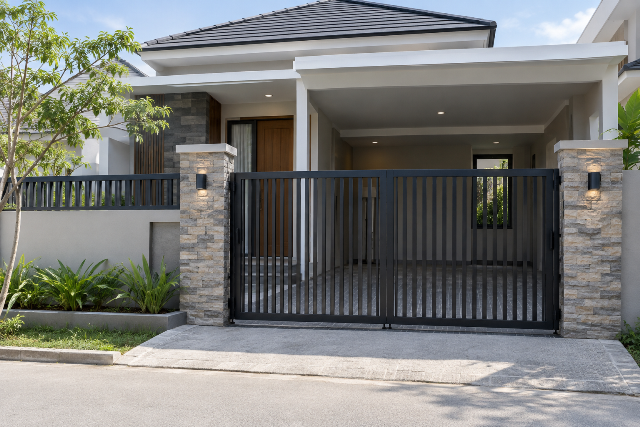 Model gerbang minimalis batu alam