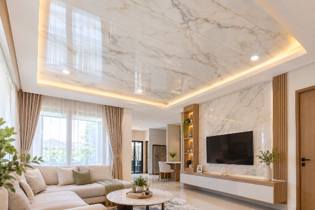 Model plafon PVC motif marmer