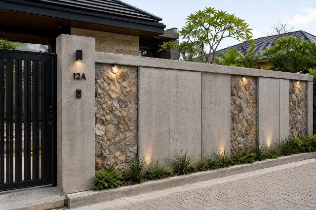 5 Inspirasi Pagar Beton Ekspos, Tampil Modern dan Estetik