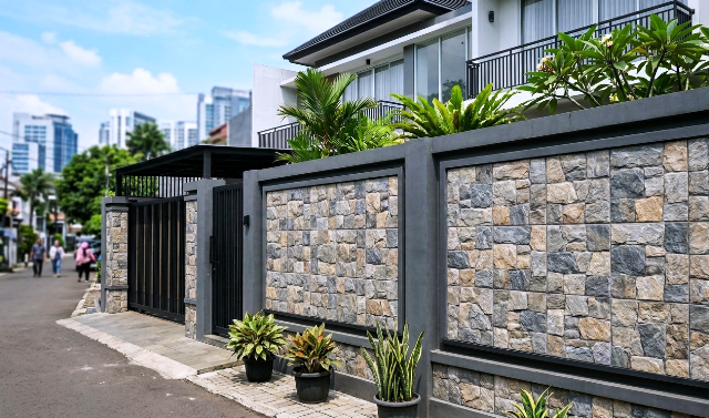 Inspirasi Pagar Batu Alam, Bikin Rumah Makin Estetik