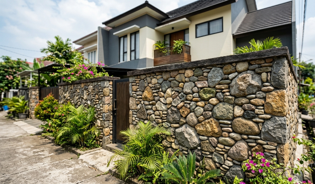 Inspirasi Pagar Batu Alam, Bikin Rumah Makin Estetik