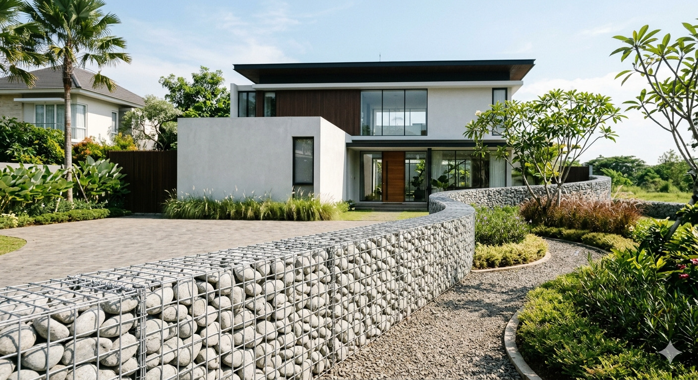 Pagar Rumah Tak Harus Besi, Gabion Jadi Pilihan Baru