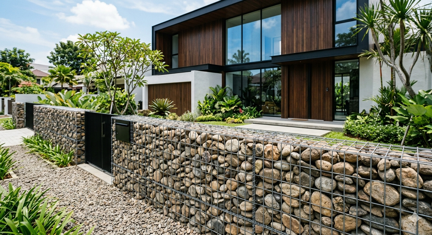 Pagar Rumah Tak Harus Besi, Gabion Jadi Pilihan Baru