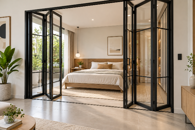 Pintu Kamar Tidur Lipat dari Kaca
