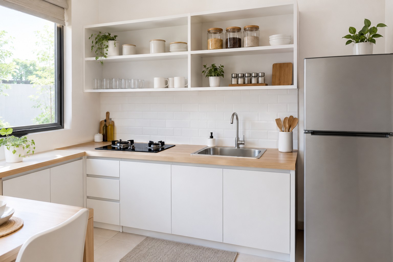 Rak dapur minimalis terbuka warna putih-500kb