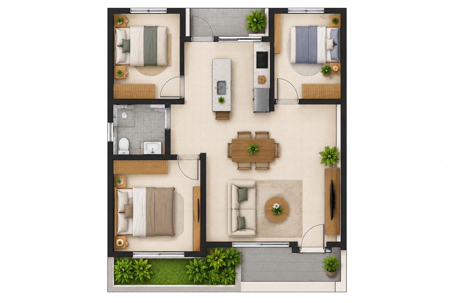 Rumah 3 Kamar Dapur di Tengah-500kb