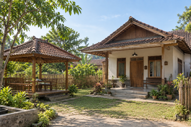 Rumah kampung dengan gazebo