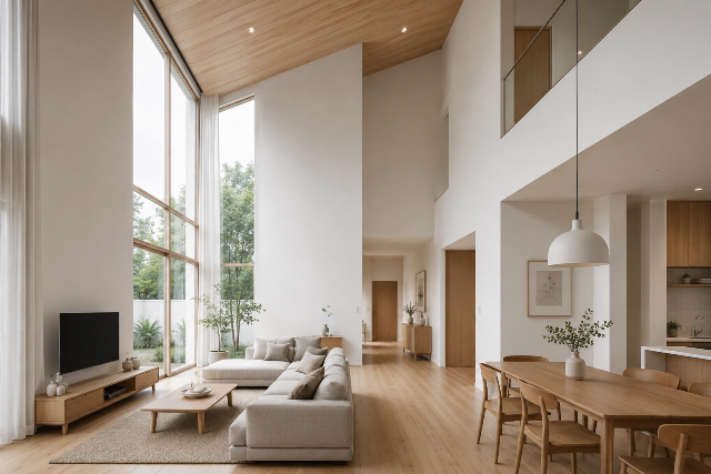 Rumah plafon tinggi desain Skandinavia