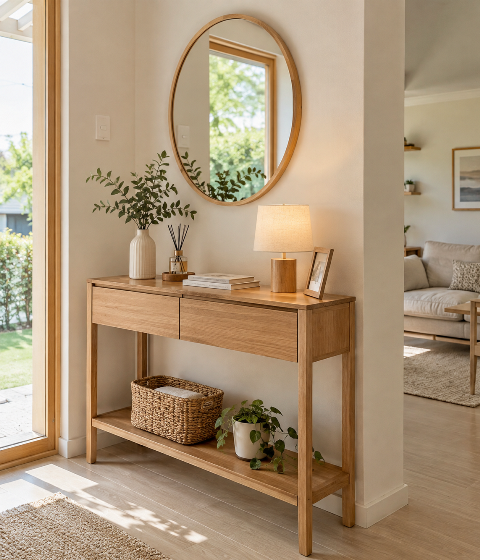 Scandinavian Console Corner with Greenery