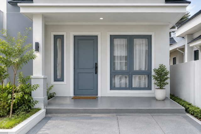 Warna biru abu dan putih