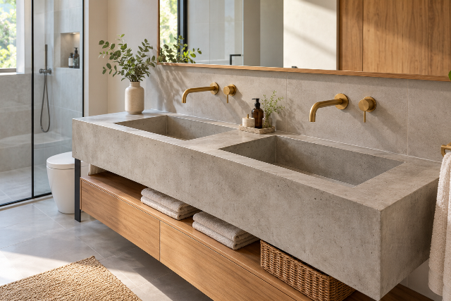 Wastafel Kamar Mandi Double Sink dari Beton