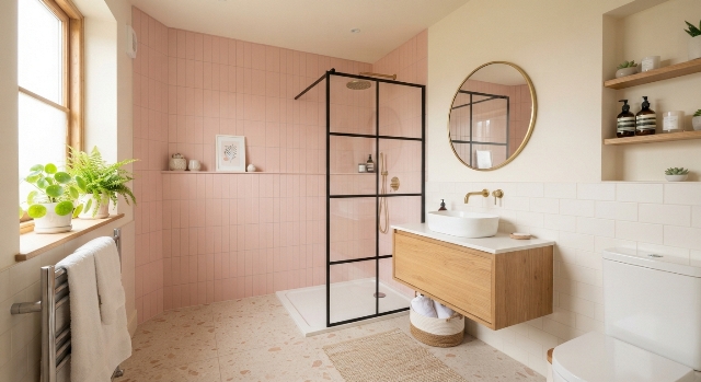 kamar mandi pink pastel