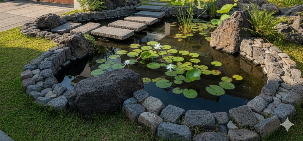 Inspirasi Kolam Ikan Depan Rumah, Kecil Tapi Menenangkan