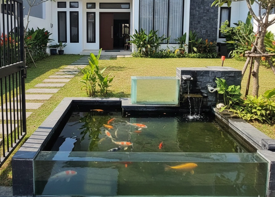 Inspirasi Kolam Ikan Depan Rumah, Kecil Tapi Menenangkan