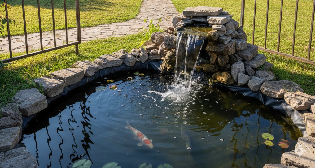 Inspirasi Kolam Ikan Depan Rumah, Kecil Tapi Menenangkan