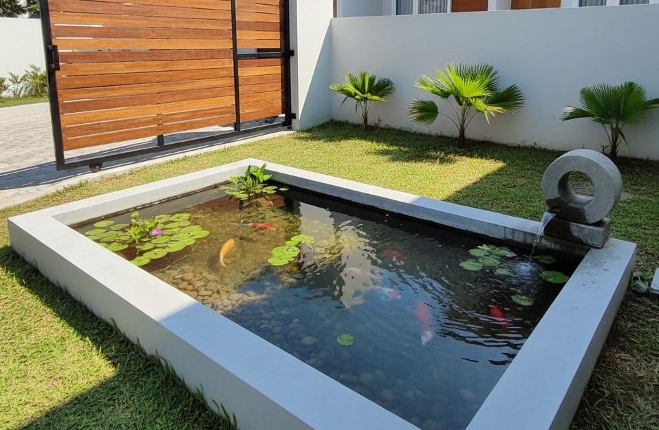 Inspirasi Kolam Ikan Depan Rumah, Kecil Tapi Menenangkan