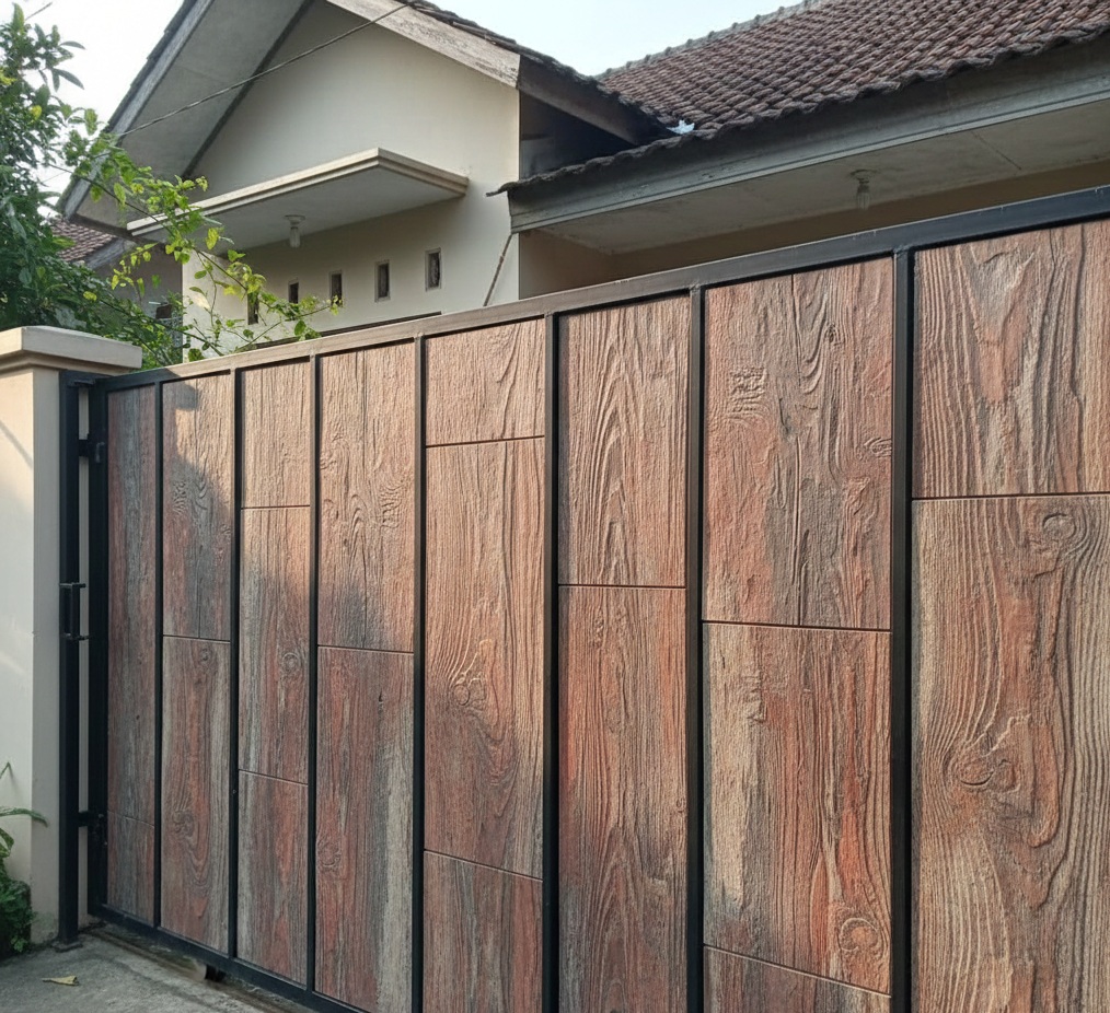 Inspirasi Pagar Lisplang Baja Ringan Motif Kayu untuk Rumah