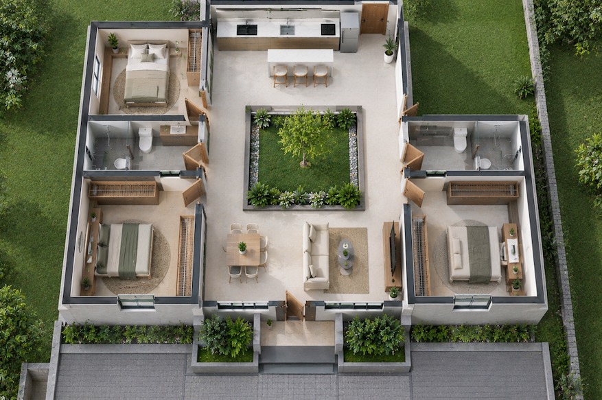 rumah 3 kamar area terbuka