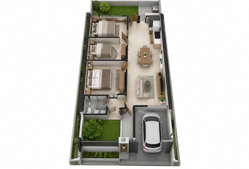 rumah 3 kamar berderet