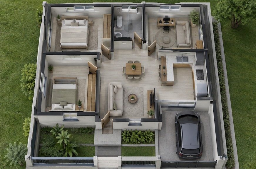 rumah 3 kamar ruang multifungsi