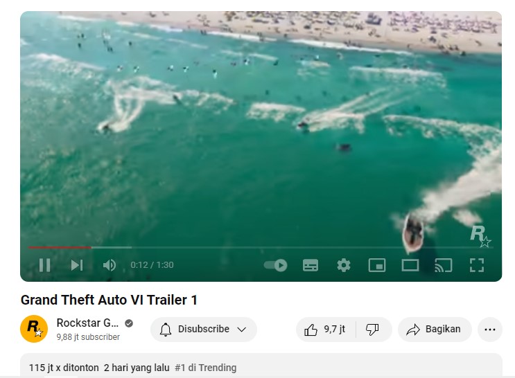 Trailer GTA 6 Pecahkan Tiga Rekor YouTube dalam 24 Jam