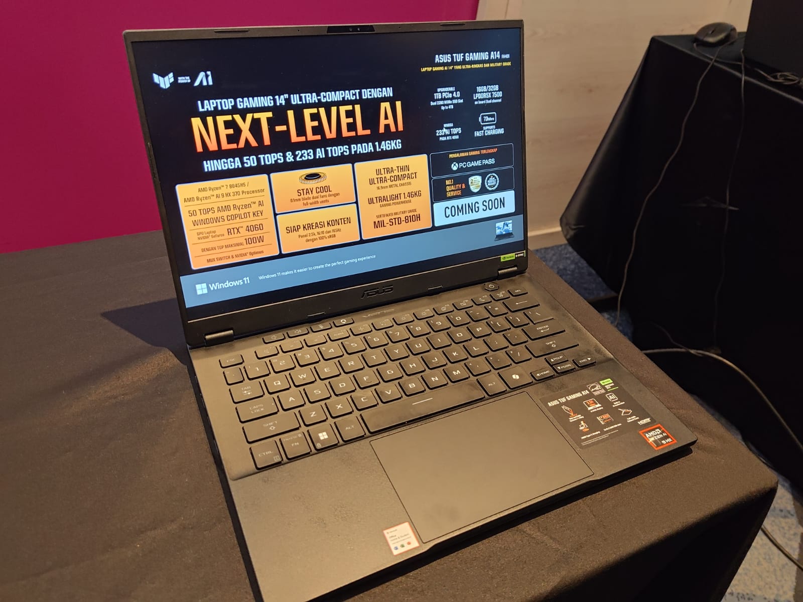 Asus TUF Gaming A14 Makin Tipis dan Canggih Pakai AI