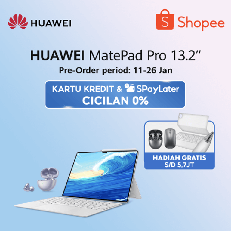 Huawei Rilis Produk Baru MatePad Pro 13.2 & FreeClip TWS di Shopee Mall, Ada <i>Free Gift</i>!
