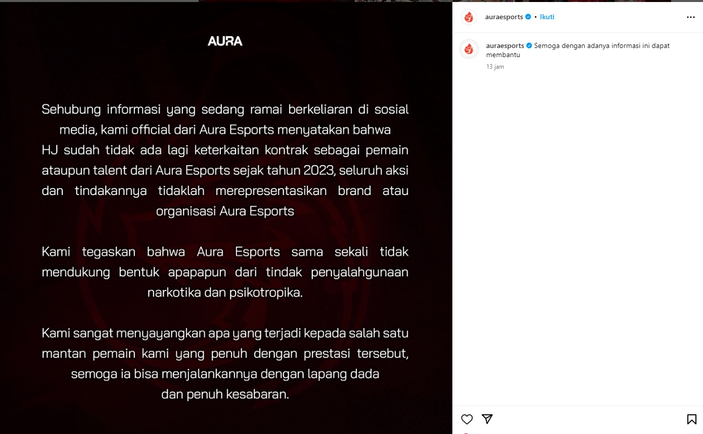 Jeixy Terjerat Kasus Narkoba Bersama Chandrika Chika, AURA Esports Berikan Klarifikasi