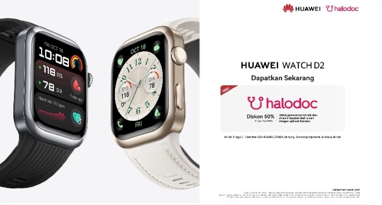 HUAWEI WATCH D2 Smartwatch Huawei Pertama dengan Pemantauan Darah Ambulatori 24 Jam, Cocok untuk Kado Hari Ayah Nasional