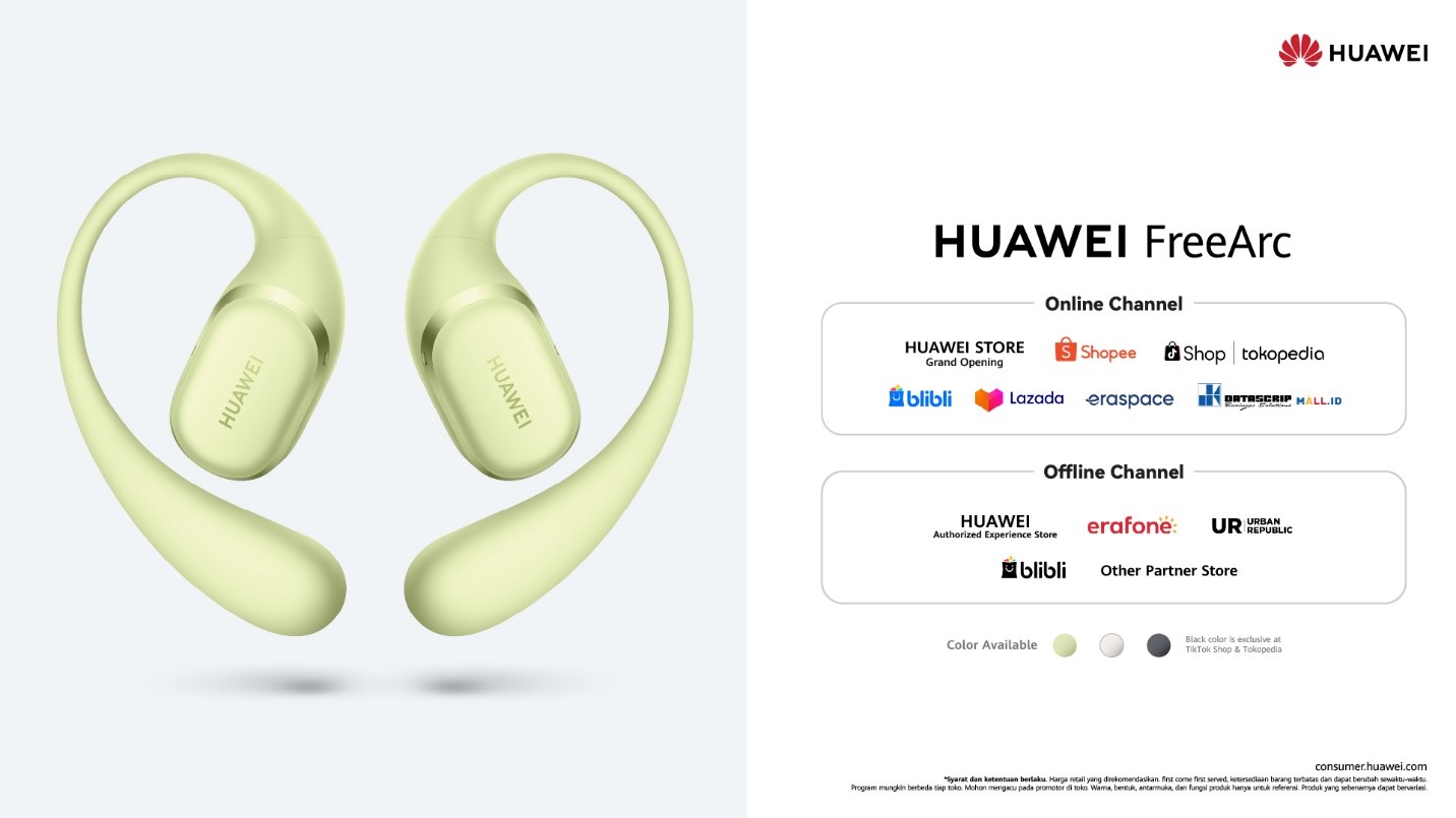 HUAWEI FreeArc: Earbuds Open-Ear Paling Nyaman dengan Kualitas Suara Terbaik di Kelas Open-Ear TWS dan Koneksi Super Stabil, Cocok untuk Kamu yang Gemar Lari dan Profesional Aktif