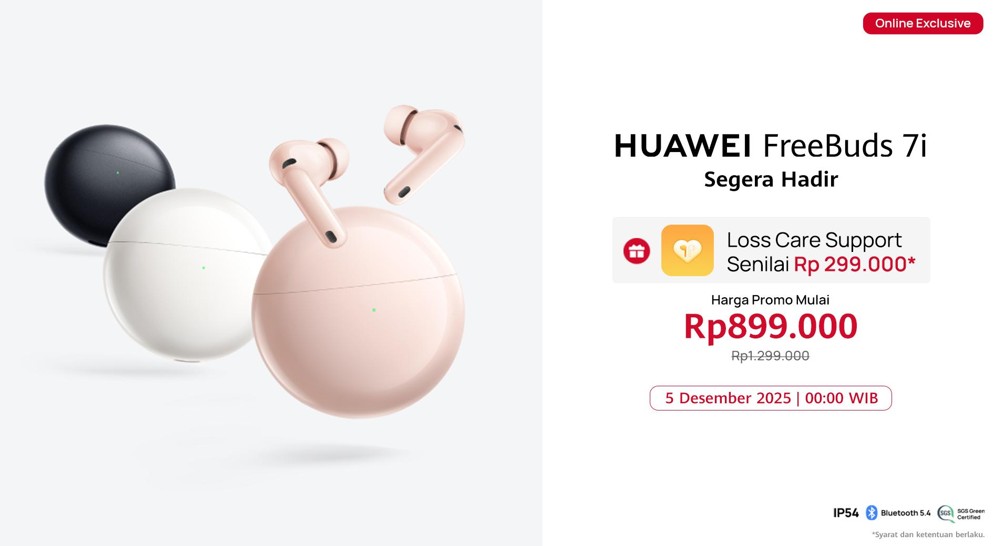 HUAWEI FreeBuds 7i: Noise Cancellation Lebih Kuat, Mic Lebih Jernih, Tetap Tampil Stylish Sepanjang Hari dari Meeting di SCBD Hingga Naik MRT