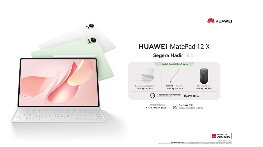 HUAWEI MatePad 12X 2026: Partner Andalan untuk Bekerja dan Belajar, Tablet PC-Level untuk Produktivitas Next Level