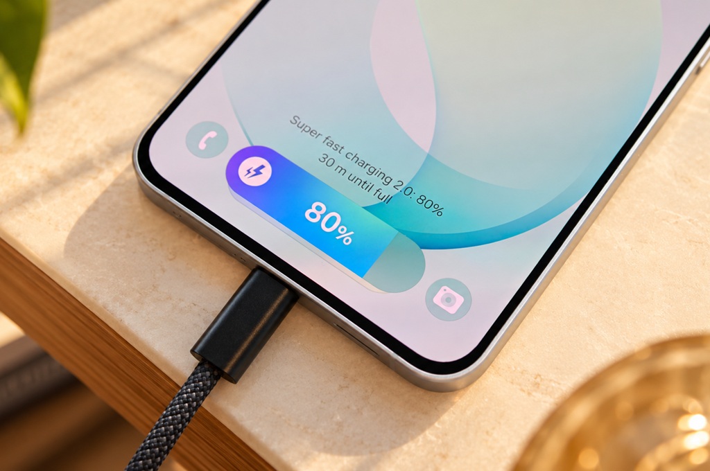 Baterai 4_900 mAh dan pengisian daya 45W membantu Galaxy S26 FE tetap siap menemani aktivitas sepanjang hari