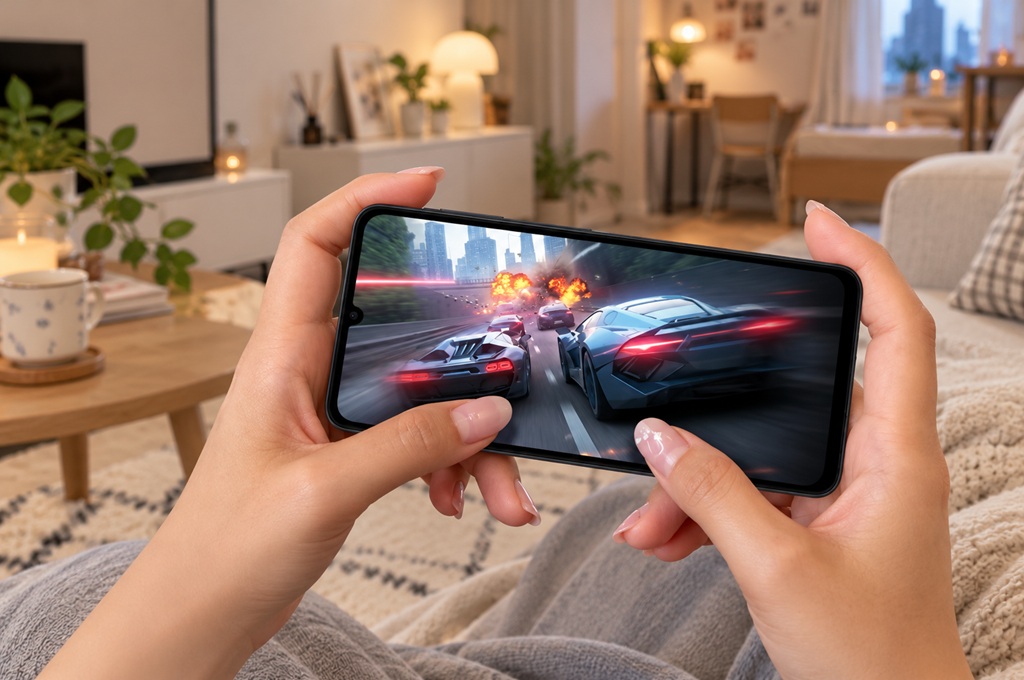 Cozy Living Room Racing Game on Samsung Galaxy A17 5G AI-made
