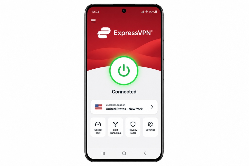 ExpressVPN Connected Smartphone Display