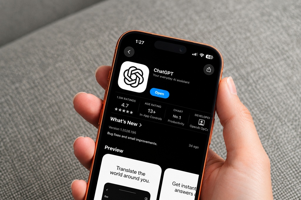 Hand Holding ChatGPT App Store Screen