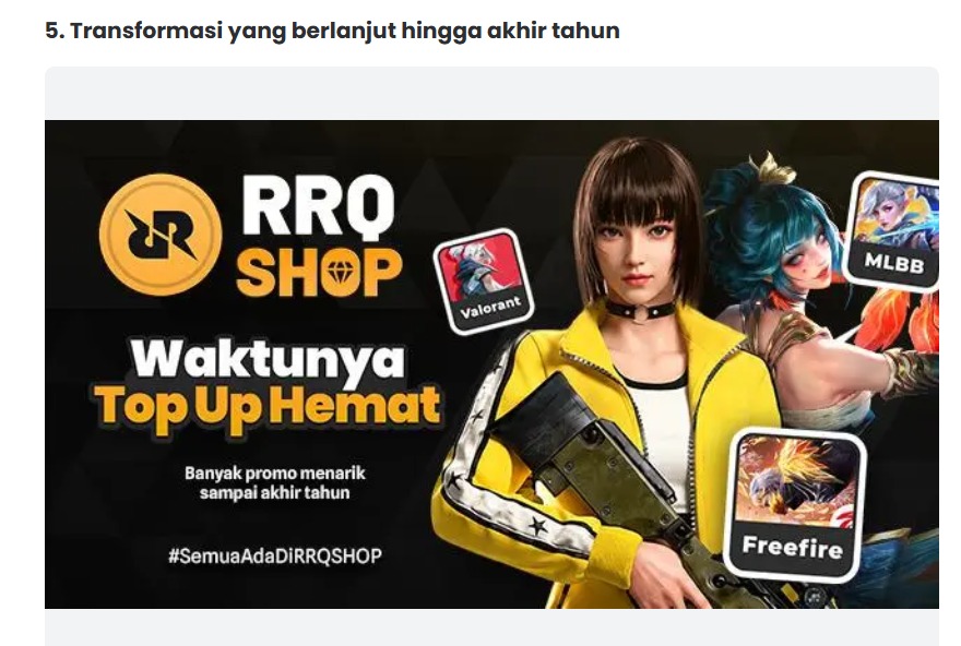 RRQ Topup Bertransformasi Menjadi RRQSHOP, Perluas Layanan untuk Kebutuhan Gaming dan Digital