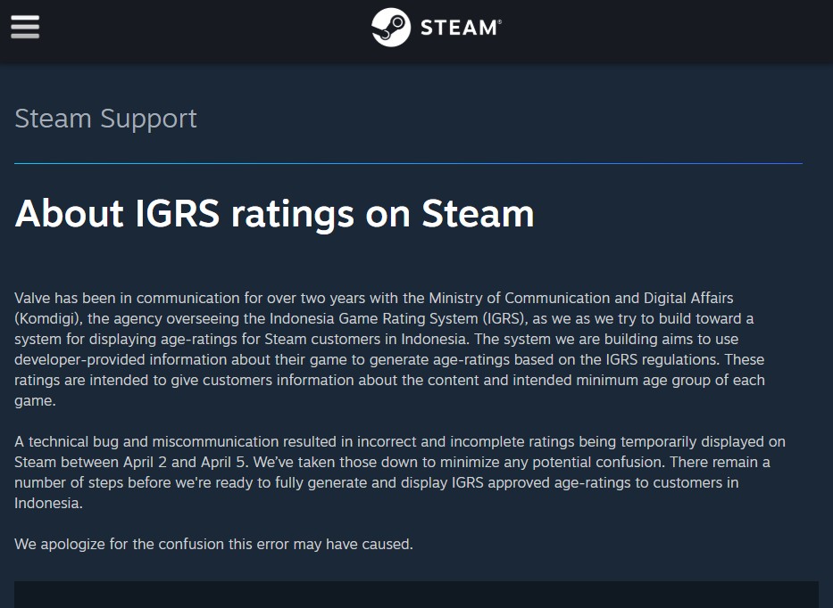 Steam Akhirnya Buka Suara, Soal Masalah IGRS dan Komdigi