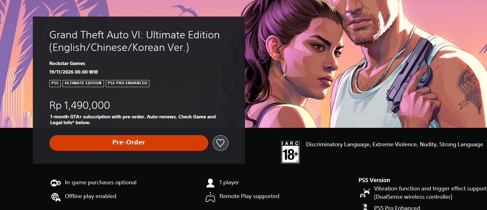 Pre-order GTA 6 Dibuka, Segini Harganya di Indonesia