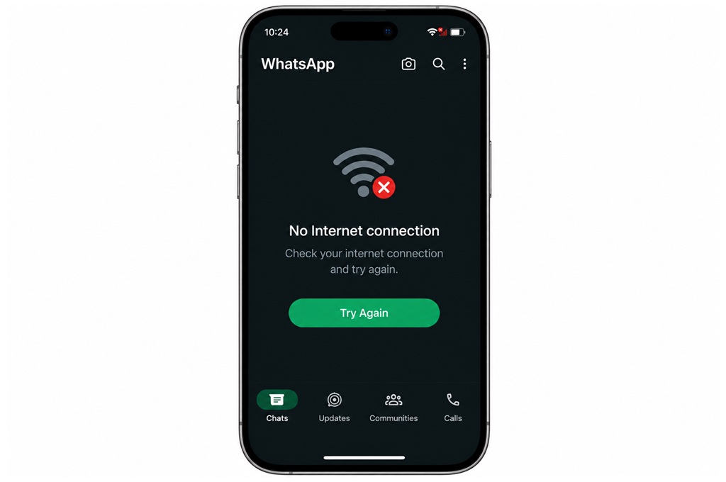 iPhone WhatsApp No Internet Screen