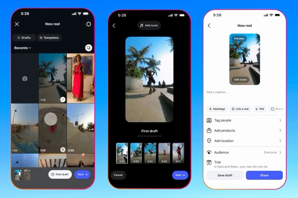Instagram Perkenalkan First Draft untuk Mempercepat Pembuatan Reels