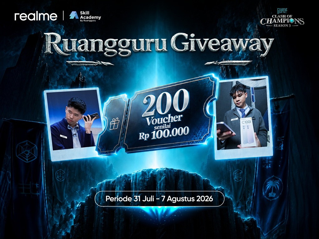 realme Gandeng Ruangguru dan Clash of Champions, Bagikan 200 Voucher Belajar untuk Mahasiswa