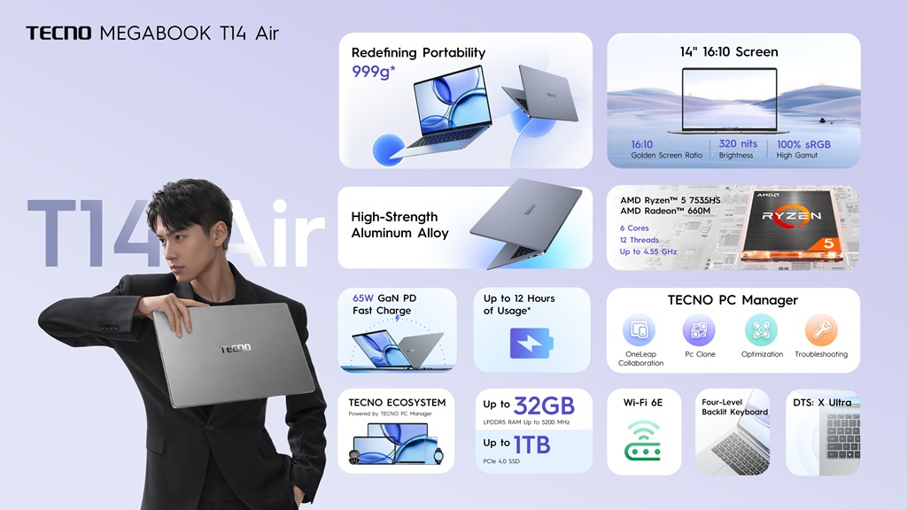 Spesifikasi dan Harga Laptop Tecno Megabook T14 Air di Indonesia